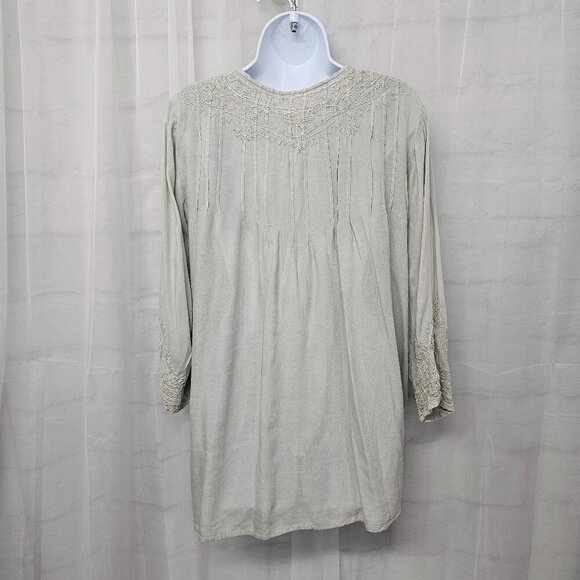 Solitaire Gray Embroidered Peasant Blouse Boho Hippie M - Picture 9 of 13